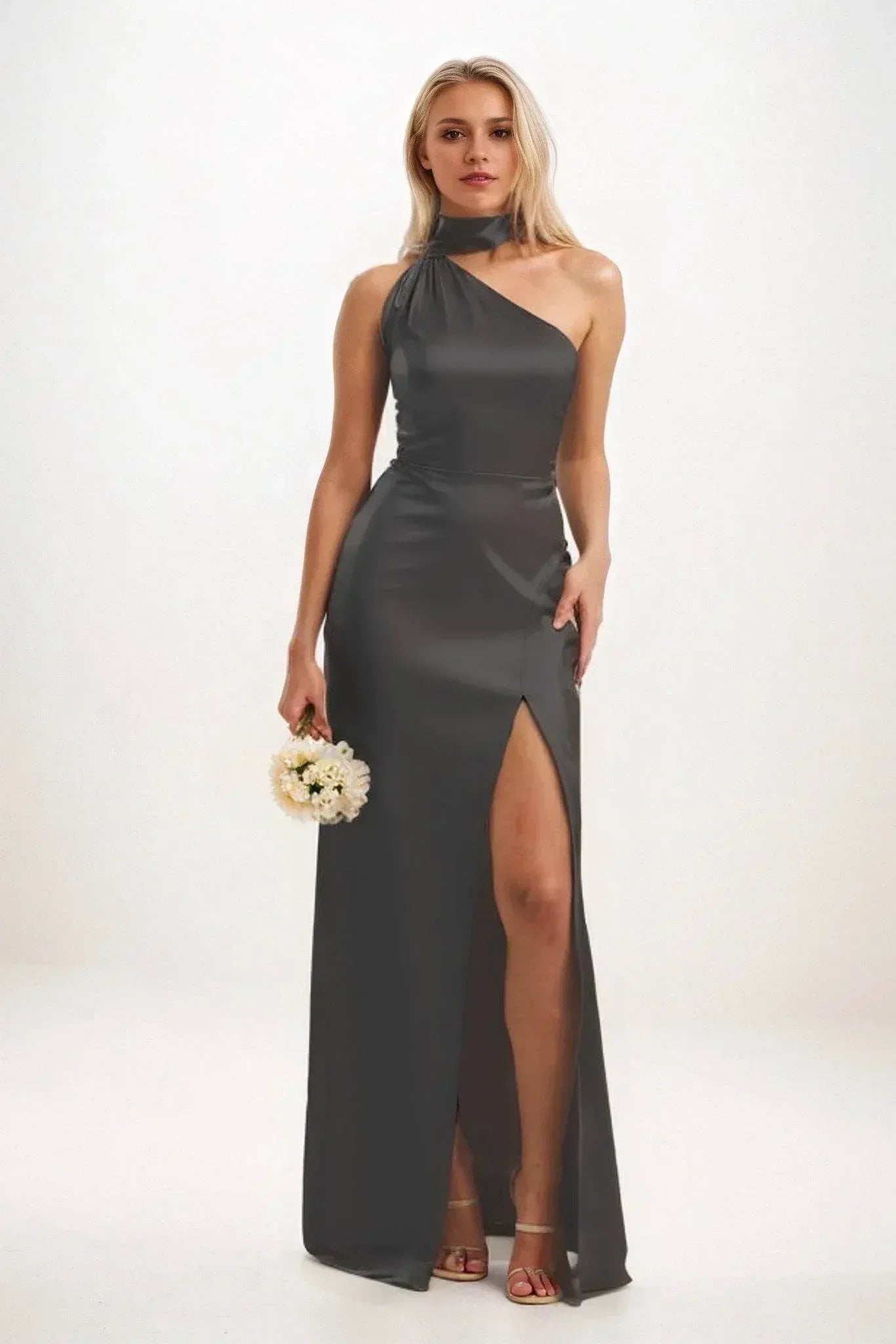 Sheath-Column Maxi Luxe Satin Dress CB0851CS - COCOMELODY